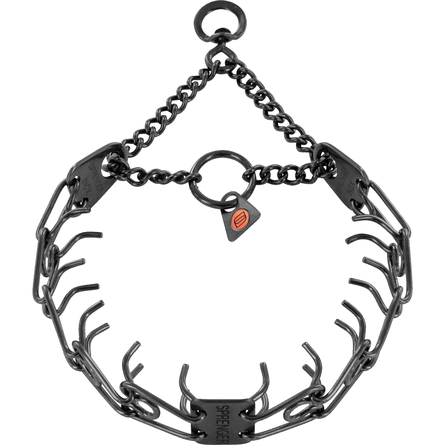 ULTRA-PLUS Training Collar with Center-Plate and Assembly Chain - Black Stainless steel - 58cm - 3.2mm prong