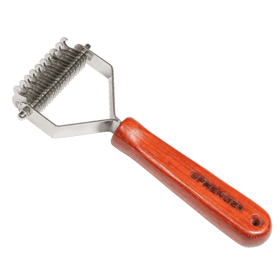 Undercoat brush 2-sided - wooden handle with stainless steel tines